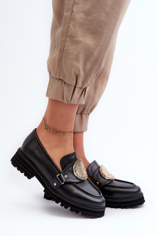 Zazoo 3485 Dámské mokasíny se zlatými detaily pravá kůže Zazoo 3485 Dámské mokasíny se zlatými detaily pravá kůže