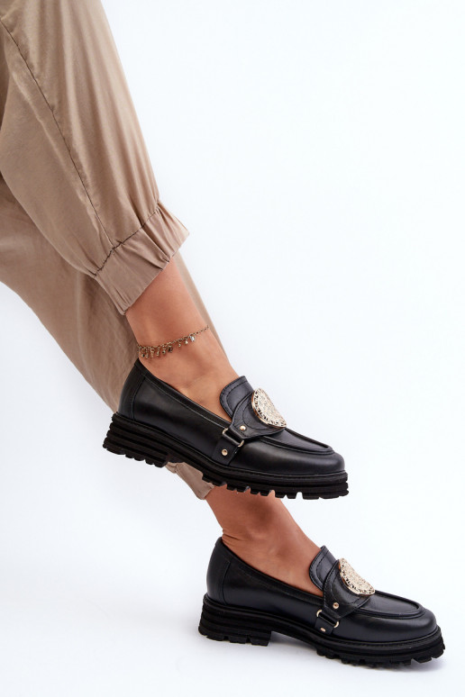 Zazoo 3485 Dámské mokasíny se zlatými detaily pravá kůže Zazoo 3485 Dámské mokasíny se zlatými detaily pravá kůže