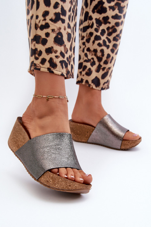 Zazoo 40291 Pantofle  Na Korkowym Koturnie šedá