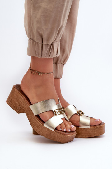 Zazoo 40412  Elegantní styl Dámské pantofle s ornamenty zlaté barvy 2