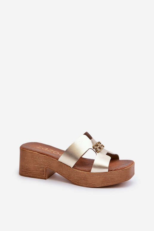 Zazoo 40412  Elegantní styl Dámské pantofle s ornamenty zlaté barvy