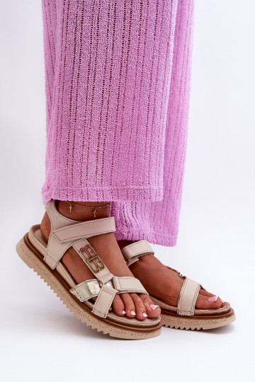 Zazoo 50103  Dámské sandály s platformou béžové 2