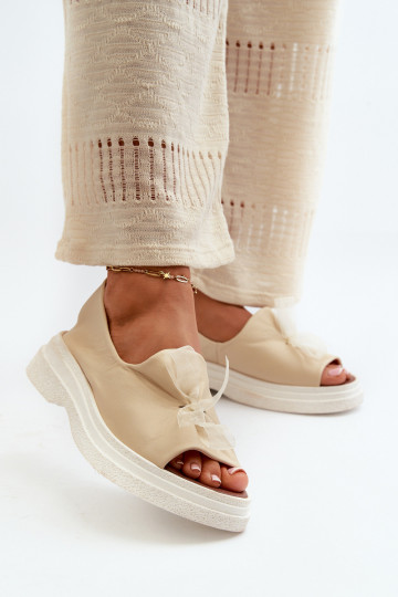 Zazoo 2939 Dámské sandály  se stuhami slonová kost