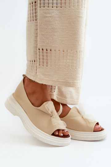 Zazoo 2939 Dámské sandály  se stuhami slonová kost 2