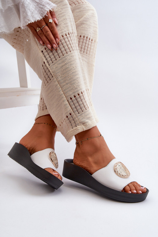 Zazoo 2920 Pantofle   Ze zlaté barvym Detalem bílé