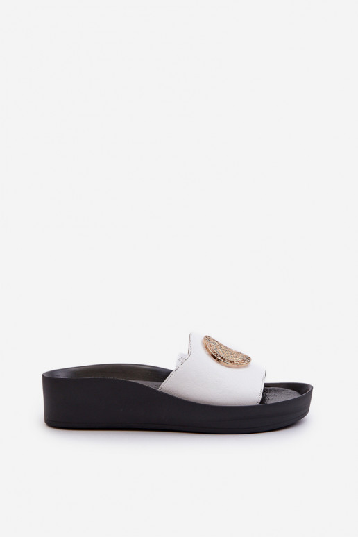 Zazoo 2920 Pantofle   Ze zlaté barvym Detalem bílé