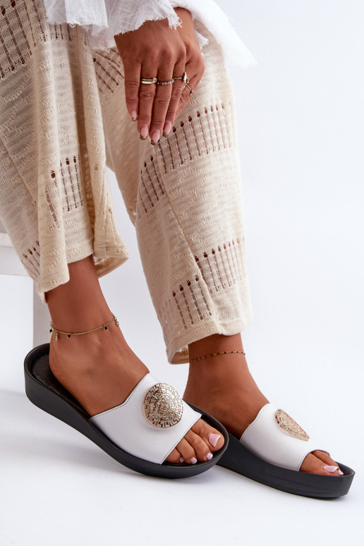 Zazoo 2920 Pantofle   Ze zlaté barvym Detalem bílé