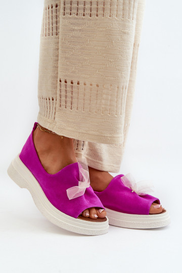 Zazoo 2939 Dámské semišové sandály se stuhami růžová 2