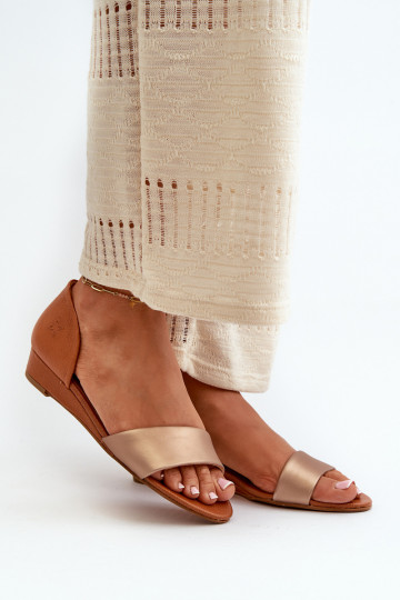 Dámské sandály  1971-68 hnědá-zlaté barvy 2