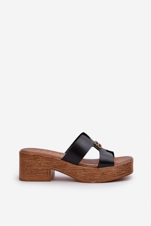 Zazoo 40412  Elegantní styl Dámské pantofle se zlatými detaily Černé