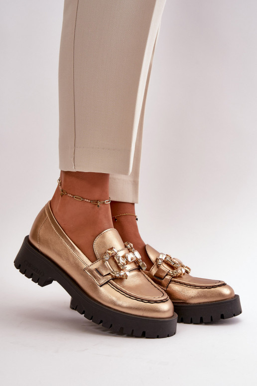mokasíny s ornamenty CheBello 4369 zlaté barvy   mokasíny s ornamenty CheBello 4369 zlaté barvy