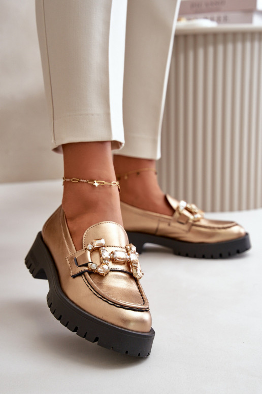 mokasíny s ornamenty CheBello 4369 zlaté barvy   mokasíny s ornamenty CheBello 4369 zlaté barvy
