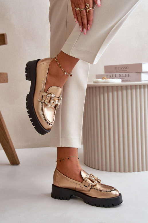 mokasíny s ornamenty CheBello 4369 zlaté barvy   mokasíny s ornamenty CheBello 4369 zlaté barvy