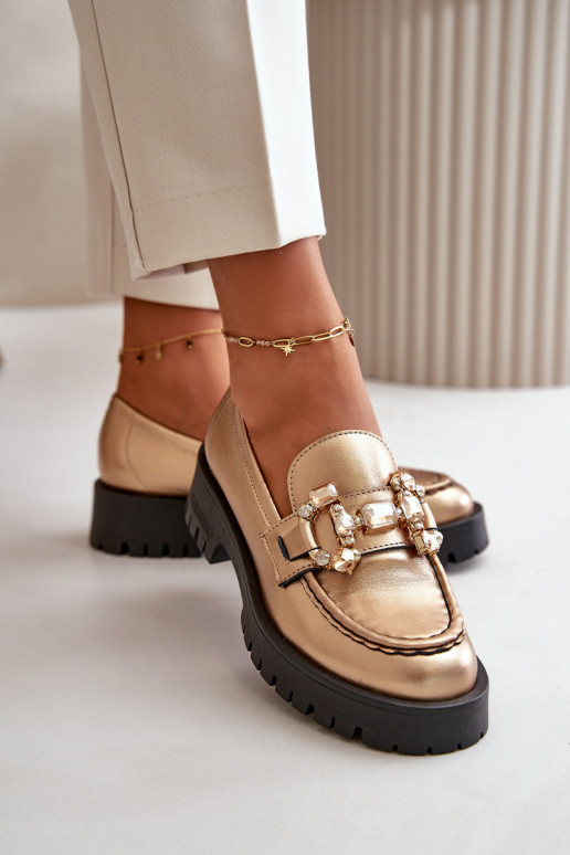 mokasíny s ornamenty CheBello 4369 zlaté barvy   mokasíny s ornamenty CheBello 4369 zlaté barvy