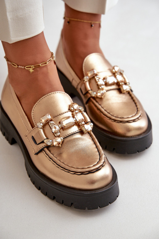 mokasíny s ornamenty CheBello 4369 zlaté barvy   mokasíny s ornamenty CheBello 4369 zlaté barvy