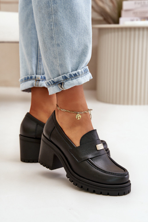 Zazoo 20168 Elegantní styl boty  s podpatky pravá kůže Černé Zazoo 20168 Elegantní styl boty  s podpatky pravá kůže Černé