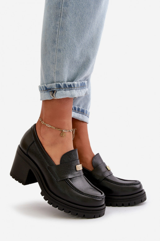 Zazoo 20168 Elegantní styl boty  s podpatky pravá kůže Černé Zazoo 20168 Elegantní styl boty  s podpatky pravá kůže Černé