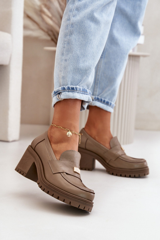 Zazoo 20168 Elegantní styl boty  s podpatky pravá kůže béžové Zazoo 20168 Elegantní styl boty  s podpatky pravá kůže béžové