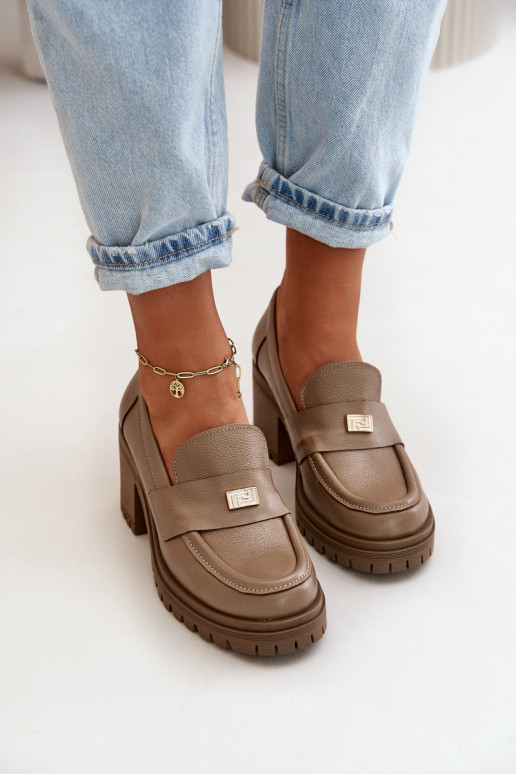 Zazoo 20168 Elegantní styl boty  s podpatky pravá kůže béžové Zazoo 20168 Elegantní styl boty  s podpatky pravá kůže béžové