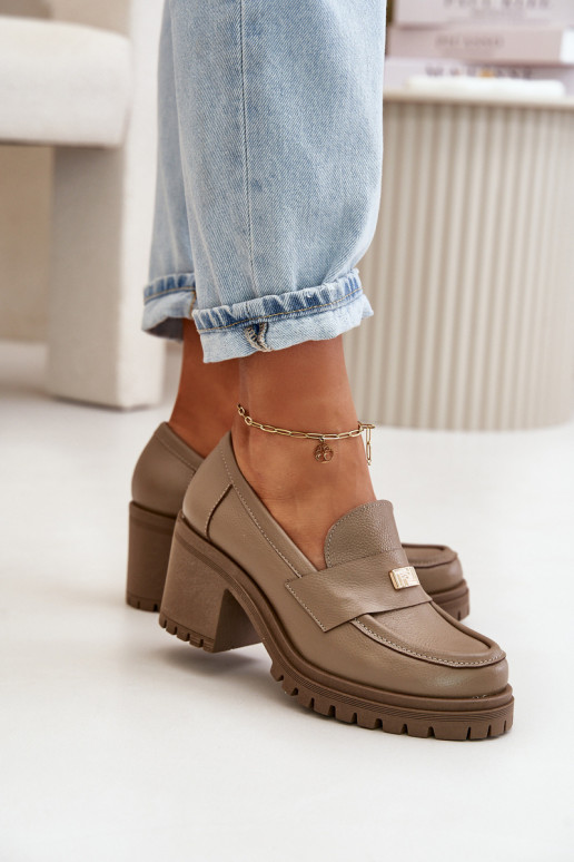 Zazoo 20168 Elegantní styl boty  s podpatky pravá kůže béžové Zazoo 20168 Elegantní styl boty  s podpatky pravá kůže béžové