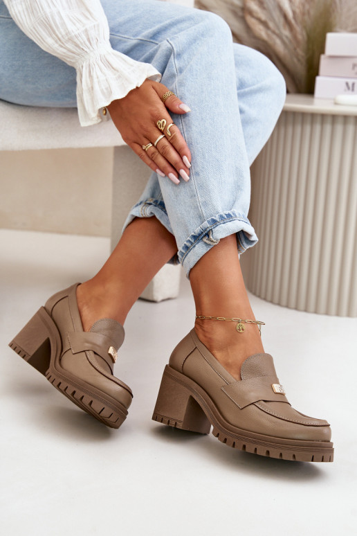 Zazoo 20168 Elegantní styl boty  s podpatky pravá kůže béžové Zazoo 20168 Elegantní styl boty  s podpatky pravá kůže béžové