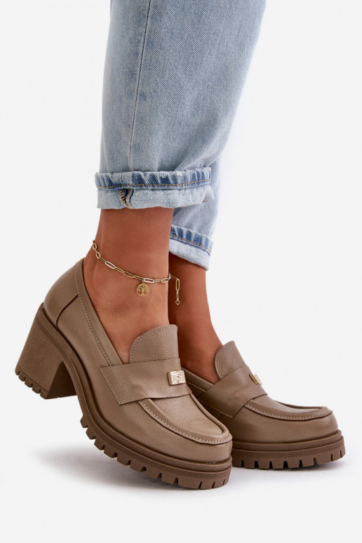 Zazoo 20168 Elegantní styl boty  s podpatky pravá kůže béžové Zazoo 20168 Elegantní styl boty  s podpatky pravá kůže béžové