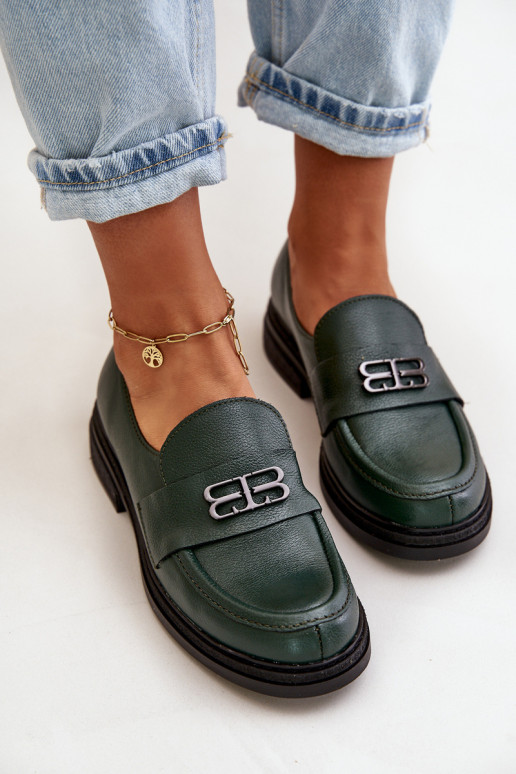 Zazoo 20174  Elegantní styl boty  s širokými podpatky khaki Zazoo 20174  Elegantní styl boty  s širokými podpatky khaki