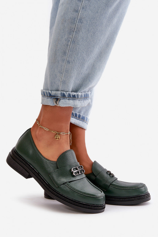 Zazoo 20174  Elegantní styl boty  s širokými podpatky khaki Zazoo 20174  Elegantní styl boty  s širokými podpatky khaki