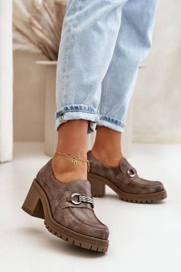 Zazoo 20175 boty  s podpatky pravá kůže béžové