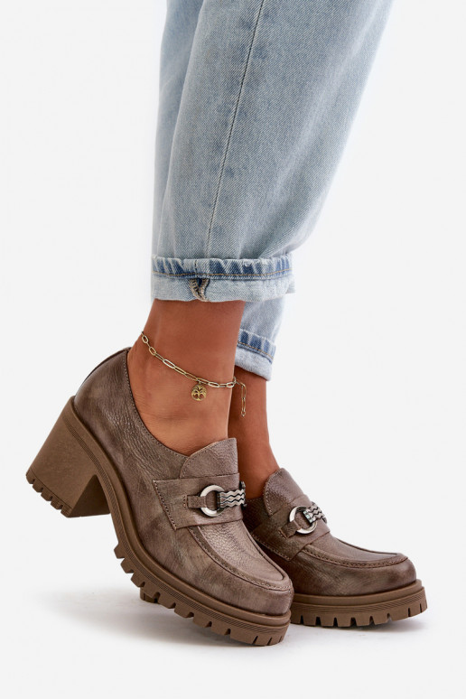 Zazoo 20175 boty  s podpatky pravá kůže béžové Zazoo 20175 boty  s podpatky pravá kůže béžové