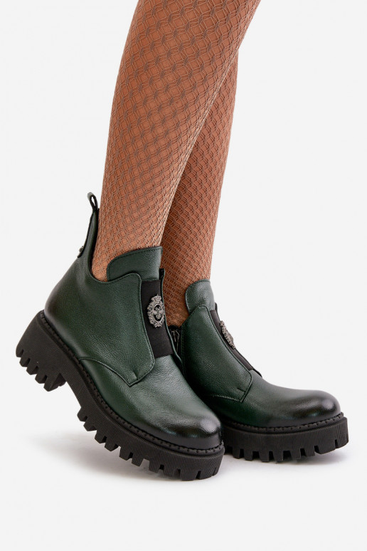 Zazoo 60451 Dámské podpatky s ornamenty khaki Zazoo 60451 Dámské podpatky s ornamenty khaki