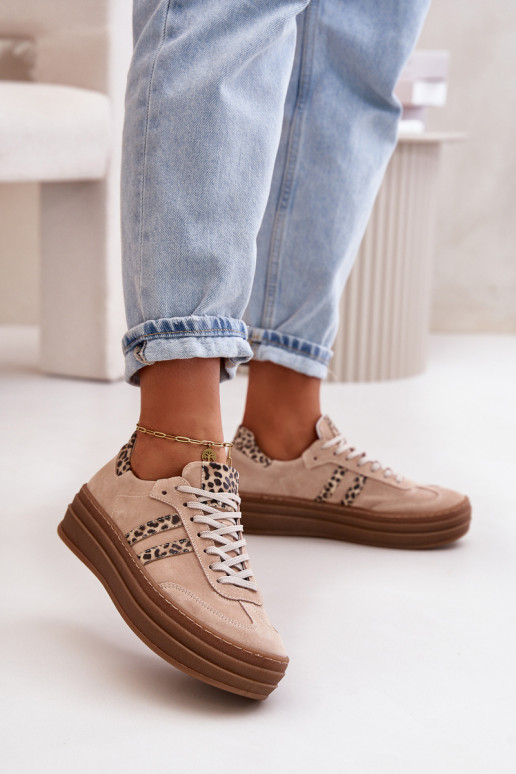 Zazoo N1068S4 Semišové tenisky s platformou se vzory leopardí kožešiny růžová Zazoo N1068S4 Semišové tenisky s platformou se vzory leopardí kožešiny růžová