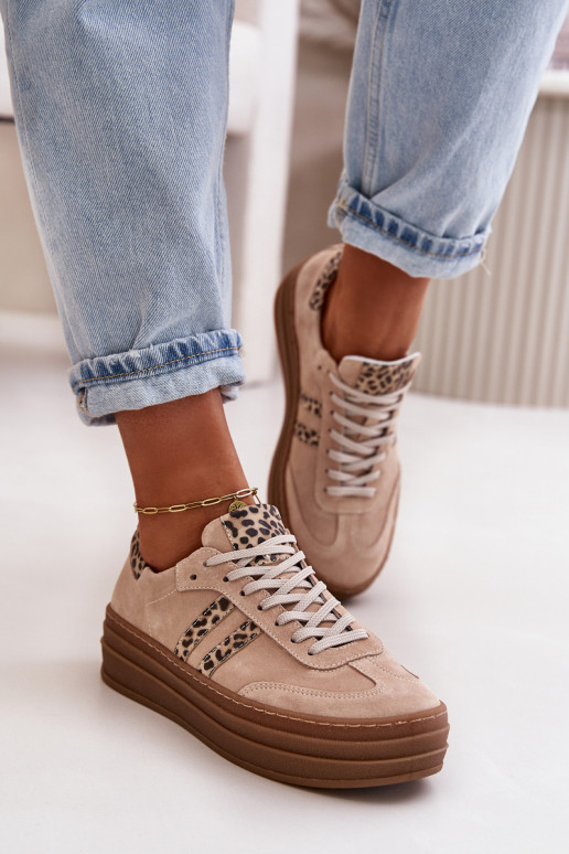 Zazoo N1068S4 Semišové tenisky s platformou se vzory leopardí kožešiny růžová Zazoo N1068S4 Semišové tenisky s platformou se vzory leopardí kožešiny růžová