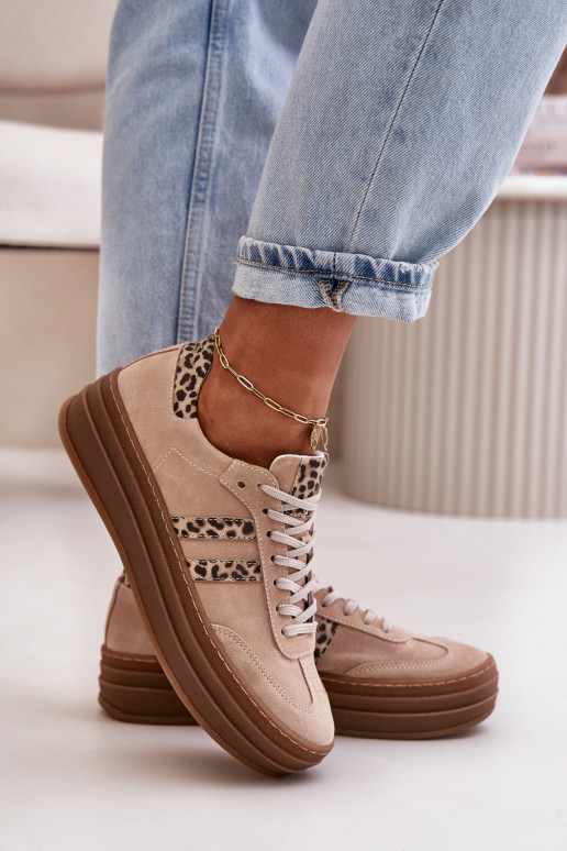 Zazoo N1068S4 Semišové tenisky s platformou se vzory leopardí kožešiny růžová Zazoo N1068S4 Semišové tenisky s platformou se vzory leopardí kožešiny růžová