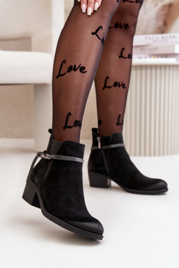 Zazoo 60478 Semišové boty s podpatky zateplené Zapínání  Černé