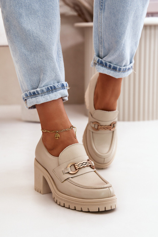 Zazoo 20175 boty  s podpatky pravá kůže slonová kost Zazoo 20175 boty  s podpatky pravá kůže slonová kost