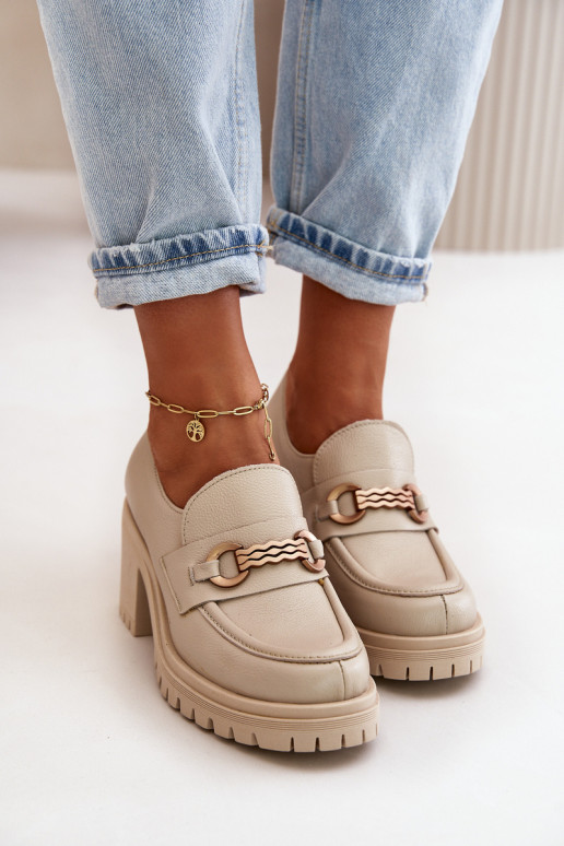 Zazoo 20175 boty  s podpatky pravá kůže slonová kost Zazoo 20175 boty  s podpatky pravá kůže slonová kost