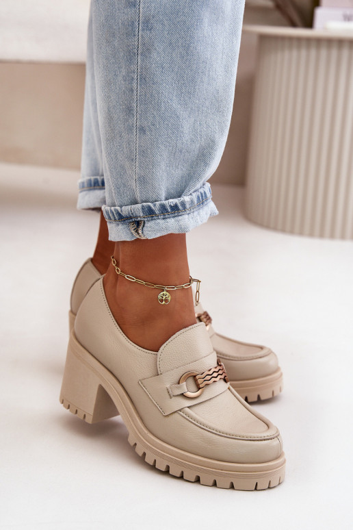 Zazoo 20175 boty  s podpatky pravá kůže slonová kost Zazoo 20175 boty  s podpatky pravá kůže slonová kost