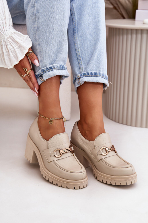 Zazoo 20175 boty  s podpatky pravá kůže slonová kost Zazoo 20175 boty  s podpatky pravá kůže slonová kost