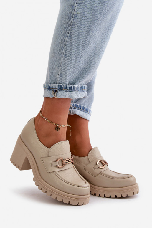 Zazoo 20175 boty  s podpatky pravá kůže slonová kost Zazoo 20175 boty  s podpatky pravá kůže slonová kost