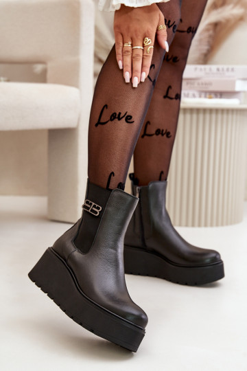 Zazoo 60498 Dámské podpatky  s platformou I Koturnie Černé