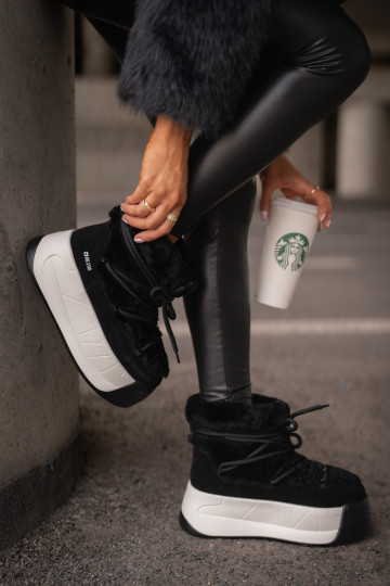 Sněhule  s masivní podrážkou s kožešinou Big Star OO274A206 Černé