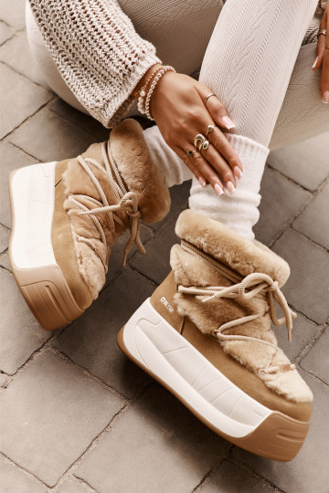 Sněhule  s masivní podrážkou s kožešinou Big Star OO274A207 hnědá 2