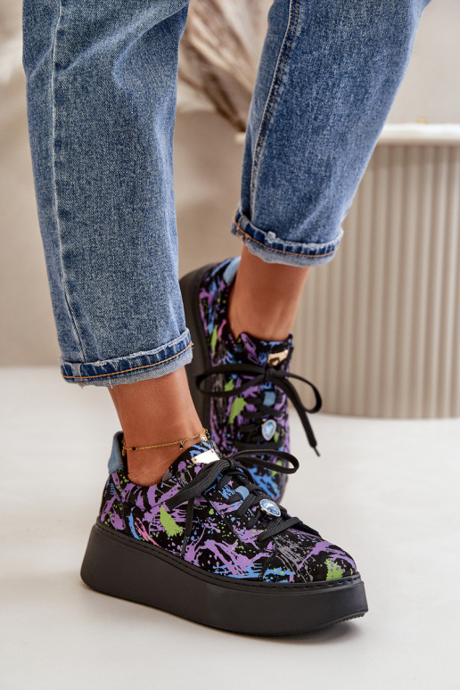 tenisky s platformou  06191-05 Barva fialová  tenisky s platformou  06191-05 Barva fialová