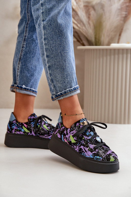 tenisky s platformou  06191-05 Barva fialová  tenisky s platformou  06191-05 Barva fialová