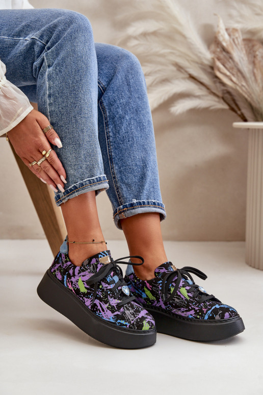 tenisky s platformou  06191-05 Barva fialová  tenisky s platformou  06191-05 Barva fialová