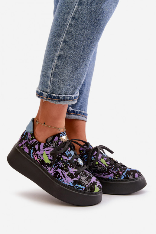 tenisky s platformou  06191-05 Barva fialová  tenisky s platformou  06191-05 Barva fialová