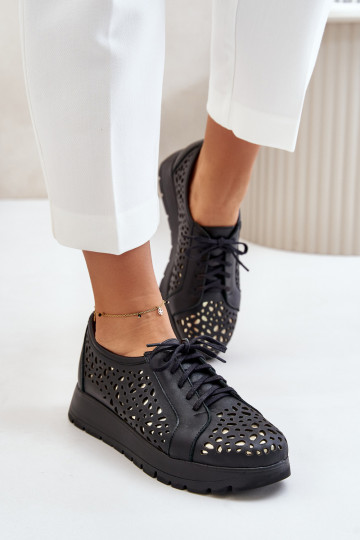 Zazoo 2973  boty s platformou s ažurovými prvky Černé