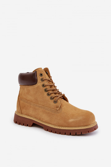 ze semiše zateplené boty  Big Star OO174136 HI-POLY SYSTEM Camel