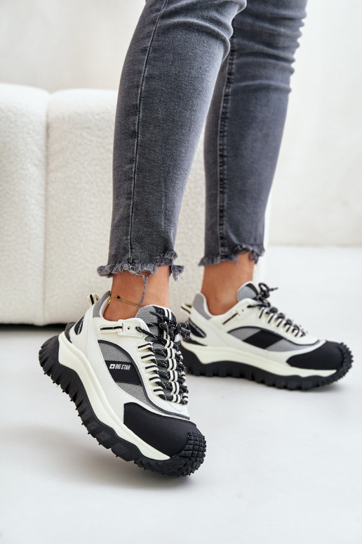 Tenisky  s platformou Big Star OO274A220 HI-POLY SYSTEM Bílá-Černé  Tenisky  s platformou Big Star OO274A220 HI-POLY SYSTEM Bílá-Černé